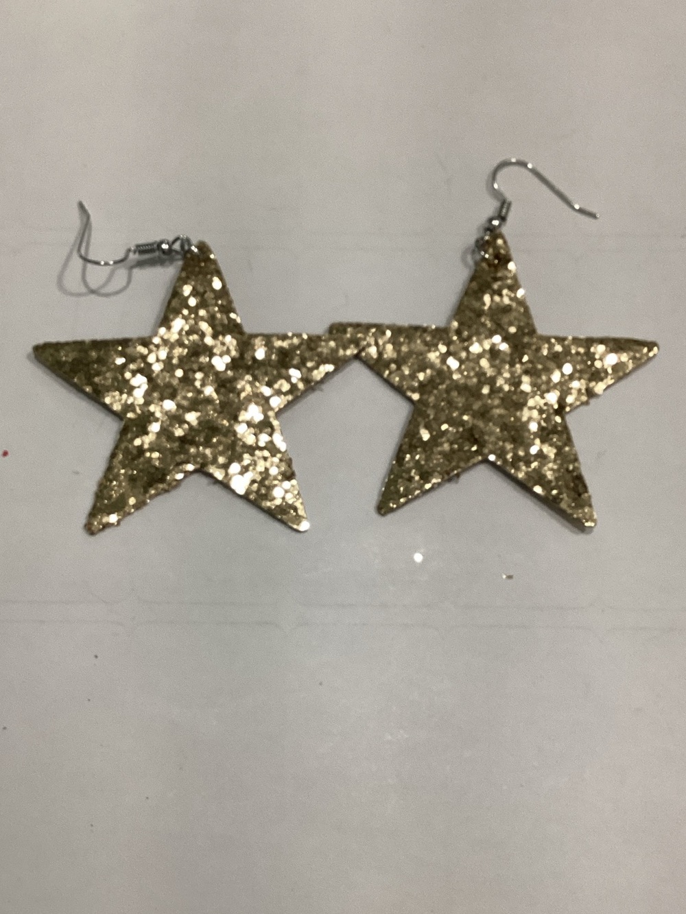 Gold Glitter Star‎ Dangle Earrings